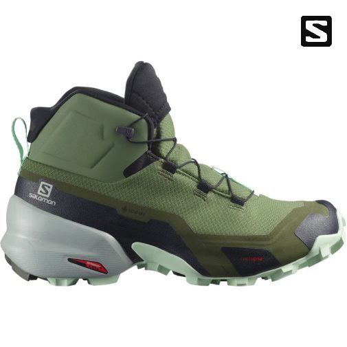 Botas Montaña Salomon Cross Hike Mid GTX Mujer Verde Oliva | MX VWFC639